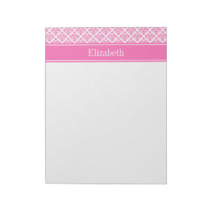 Hot-roze 2-Whisky Damask #3 Hot-roze naamMonogram Notitieblok