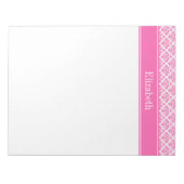 Hot-roze 2-Whisky Damask #3 Hot-roze naamMonogram Notitieblok (Voorkant)