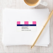 Hot-roze #2 XL Stripes, Navy 5c Naam Monogram Etiket (Insitu)