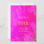 Hot Roze 50ste Verjaardag Party Chic Modern Kaart (Achterkant)