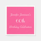 Hot Roze 60ste Verjaardagsfeest Minimalistisch Pap Servetten (Voorkant)