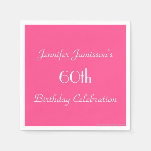Hot Roze 60ste Verjaardagsfeest Minimalistisch Pap Servetten (Voorkant)