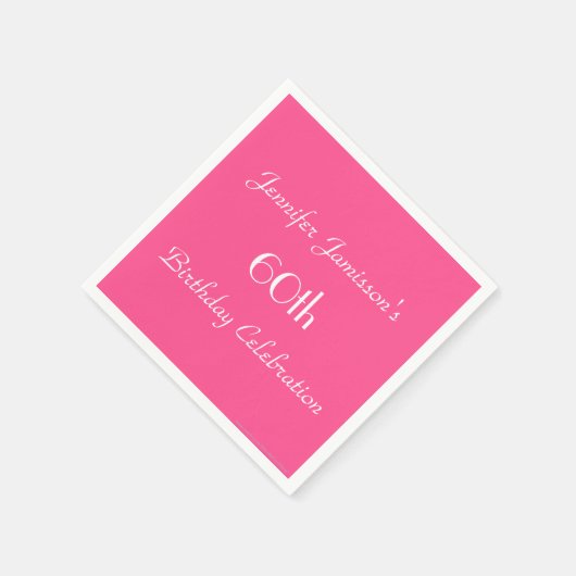 Hot Roze 60ste Verjaardagsfeest Minimalistisch Pap Servetten (Hoek)