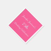 Hot Roze 75e Verjaardag Party Naam Papier Servet (Hoek)