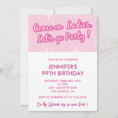 Hot roze 99e verjaardag uitnodigingen Glitter (Voorkant)