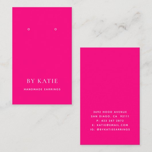 Hot-roze aangepaste oormerkkaart visitekaartje (Voorkant / Achterkant)