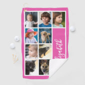 Hot Roze Aangepaste Sjabloon Familie Foto's Golfhanddoek (Insitu)