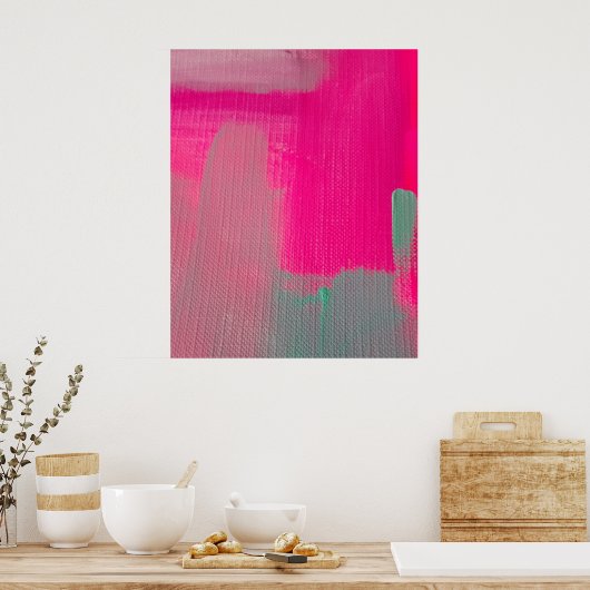 Hot roze Abstract Poster (Keuken)