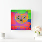 Hot-roze Abstracte Art Vierkante Klok (Huis)