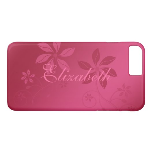 Hot Roze Abstracte Bloemen Custom Naam Case-Mate iPhone Case (Achterkant (Horizontaal))