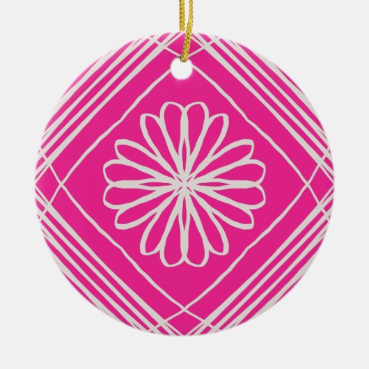 Hot-roze Abstracte kerstboom Keramisch Ornament (Voorkant)