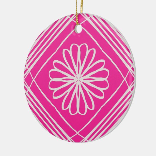 Hot-roze Abstracte kerstboom Keramisch Ornament (Links)