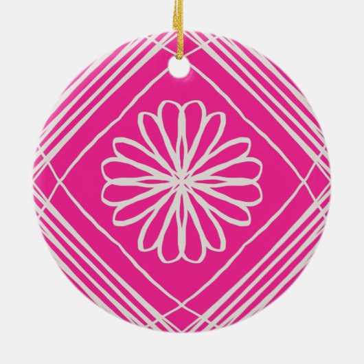 Hot-roze Abstracte kerstboom Keramisch Ornament (Achterkant)