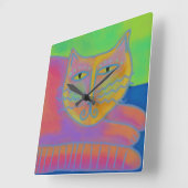 Hot-roze Abstracte kunstklep (Square Wall klok) Vierkante Klok (Hoek)