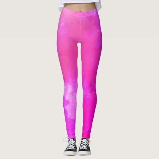 Hot-roze Abstracte stijl Leggings (Voorkant)