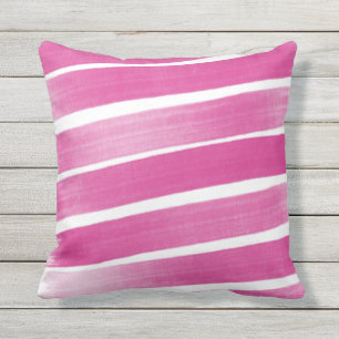 Hot-roze Abstracte strips buitenshuis Pillow Buitenkussen