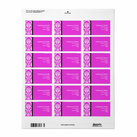  hot-roze Adresetiketten Etiket (Full Sheet)