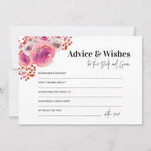 Hot-roze advies en wensen voor bride- en Groom-Kaa Notitiekaartje