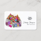Hot-Roze Afro-Amerikaanse Nagelstudio QR-code Visitekaartje (Voorkant)