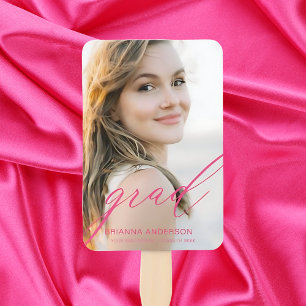 Hot roze Afstuderen modern script minimalistische Handwaaier