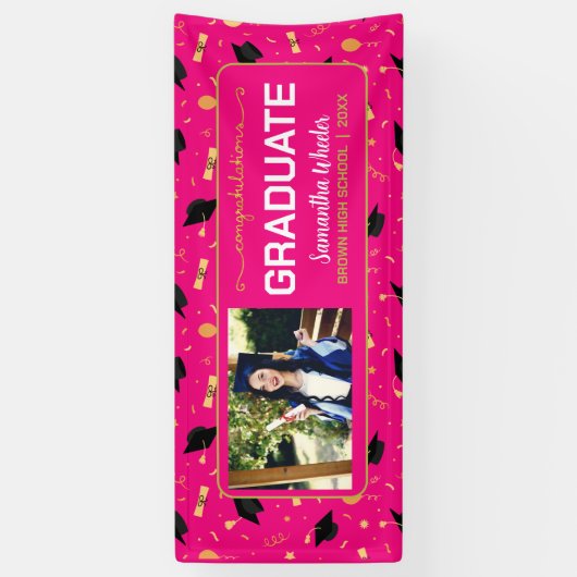 Hot-roze aggregaten Afstuderen Aangepast foto-Afst Spandoek (Verticaal)