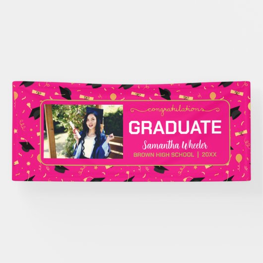 Hot-roze aggregaten Afstuderen Aangepast foto-Afst Spandoek (Horizontaal)
