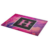 Hot-roze alcoholinkt monogram op maat snijplank (Hoek)