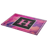 Hot-roze alcoholinkt monogram op maat snijplank (Hoek)