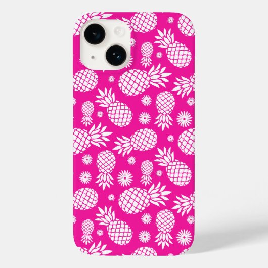 Hot-roze anananassen en bloempatroon Case-Mate iPhone case (Achterkant)