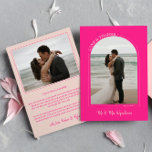 Hot-roze Arch Weddenschap Foto's & Bedankt<br><div class="desc">Opvallende foto bedankt je kaart om je trouwgasten te sturen in een hete roze en blote. Dubbelzijdige bruiloft bedankt je kaart met twee foto's, één in een boogvormig lijst met LOVE en BEDANKT in een kromme. De hete roze bruiloft bedankt u kaart met uw namen in een modern, wazige roze...</div>