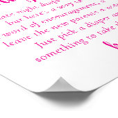 Hot-roze Baby shower | Achterste nachtlampje Poster (Hoek)