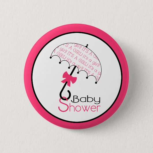 Hot-roze Baby shower Button - Umbrella (Voorkant)