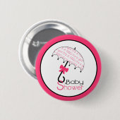 Hot-roze Baby shower Button - Umbrella (Voorkant /achterkant)
