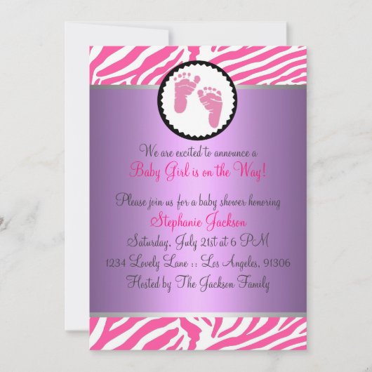 Hot-roze Baby shower Kaart (Voorkant)