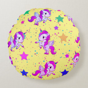 Hot-roze Baby Unicorns Pillow Rond Kussen
