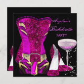 Hot-roze Bachelorette Party toont corset Kaart (Voorkant / Achterkant)