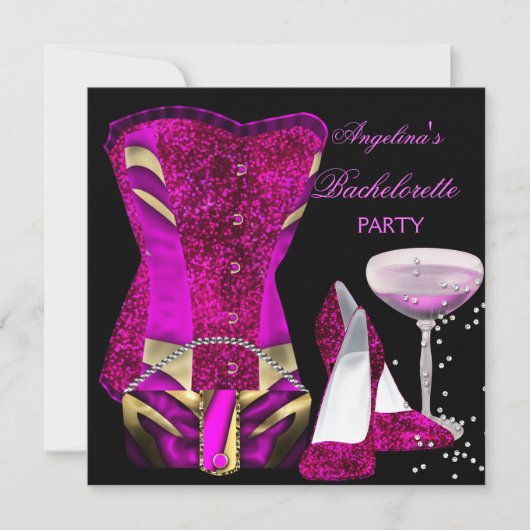 Hot-roze Bachelorette Party toont corset Kaart (Voorkant)