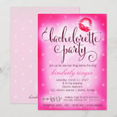Hot-roze Bachelorette Party uitnodigen Kaart (Voorkant / Achterkant)