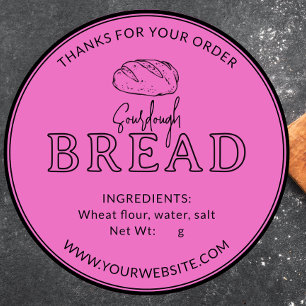 Hot Roze Bakkerij Zuurdeeg Brood Dank u Sticker