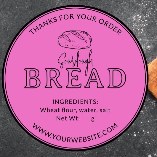 Hot Roze Bakkerij Zuurdeeg Brood Dank u Sticker
