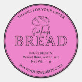 Hot Roze Bakkerij Zuurdeeg Brood Dank u Sticker (Voorkant)