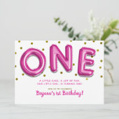 Hot-roze ballonnen Gold Stippen 1 op de eerste ver Kaart (Staand voorkant)