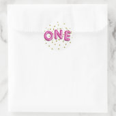 Hot-roze ballonnen Gold Stippen 1 op de eerste ver Ronde Sticker (Tas)