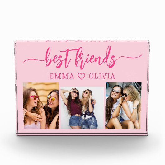 Hot roze beste vrienden 3 foto collage Keepsake (Voorkant)