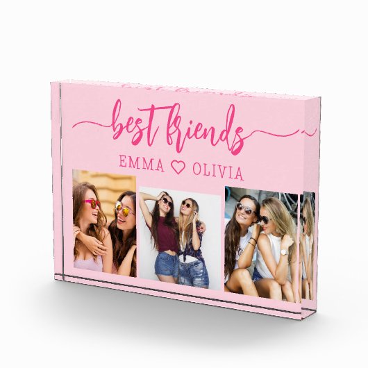 Hot roze beste vrienden 3 foto collage Keepsake (Rechts)