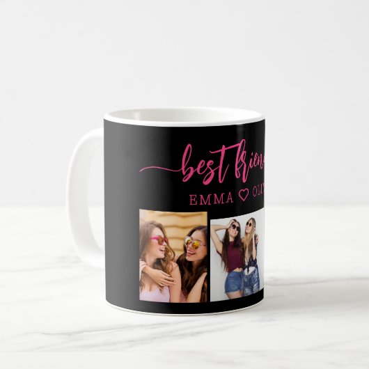 Hot roze beste vrienden 3 foto collage Keepsake Koffiemok (Voorkant links)