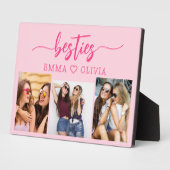 Hot roze besties vrienden 3 foto collage Keepsake Fotoplaat (Zijkant)