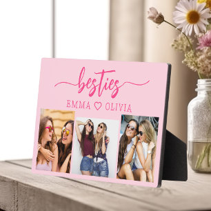 Hot roze besties vrienden 3 foto collage Keepsake Fotoplaat