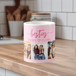 Hot roze besties vrienden 3 foto collage Keepsake Koffiemok