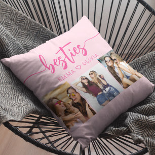 Hot roze besties vrienden 3 foto collage kussen